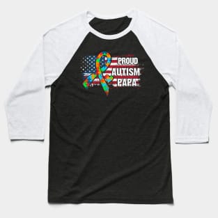 Autism Awareness T-Shirt Pround Autism Papa Vintage USA Flag Gift Baseball T-Shirt